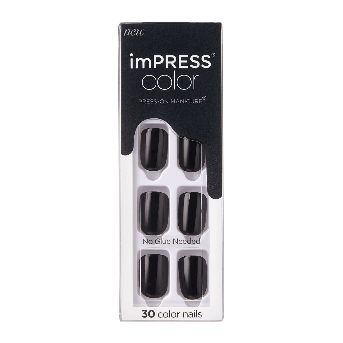 ხელოვნური ფრჩხილები KS imPRESS Color - All Black- Kiss